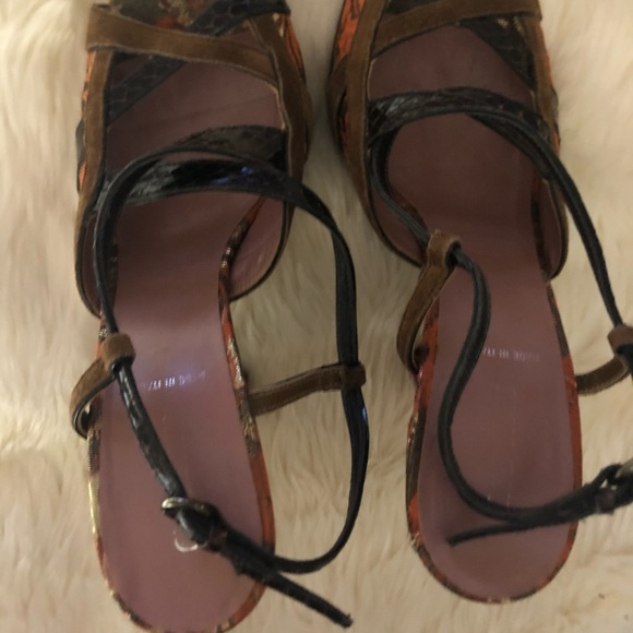 Vintage Miu Miu Orange Brocade Suede Heels Sz 39 - Picture 5 of 7